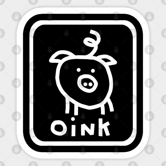 White Line Self Portrait Pig Sticker by ellenhenryart